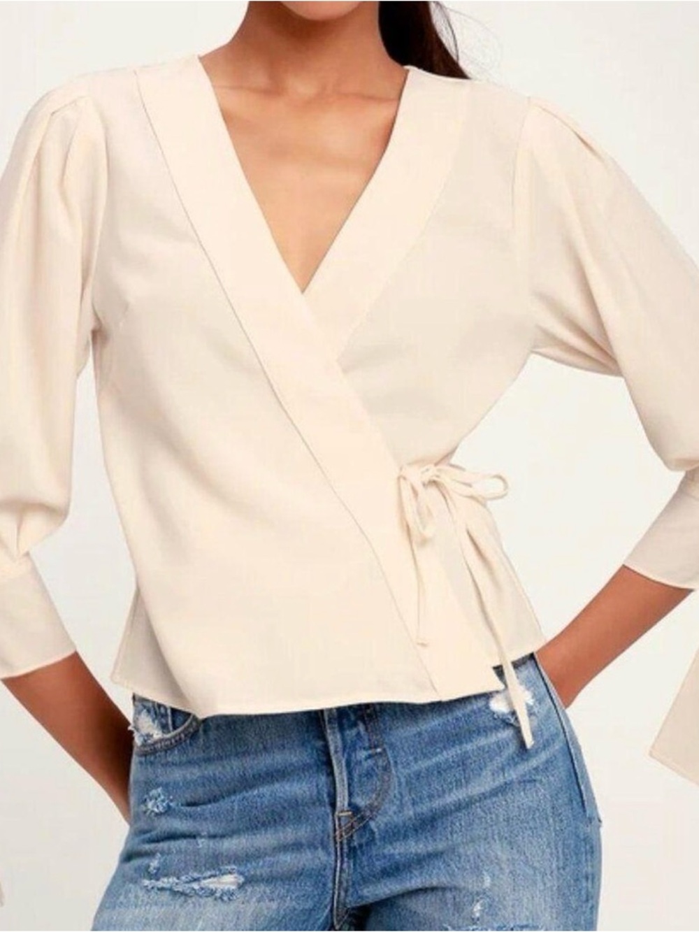 Wilena statement sleeve wrap top